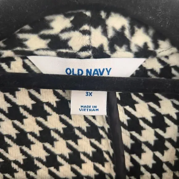 Old Navy Women's 3X Black & White Houndstooth Overcoat Button Up Long Cardigan - Picture 4 of 7